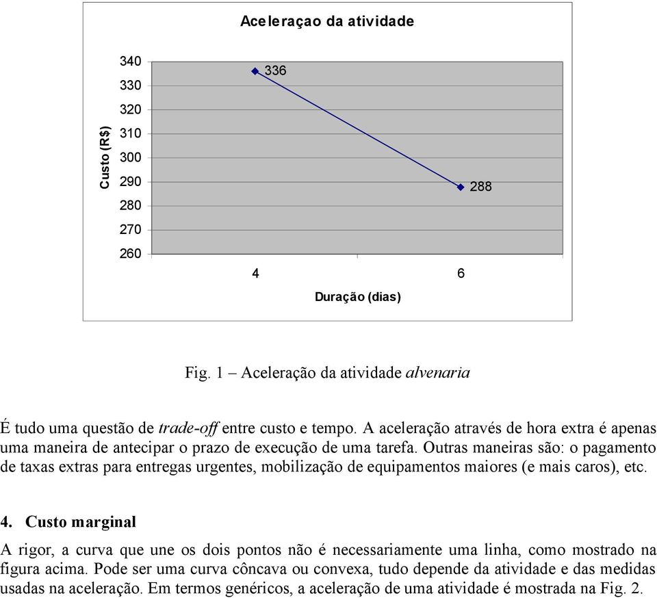 A aceleração através de hora extra é apenas uma maneira de antecipar o prazo de execução de uma tarefa.