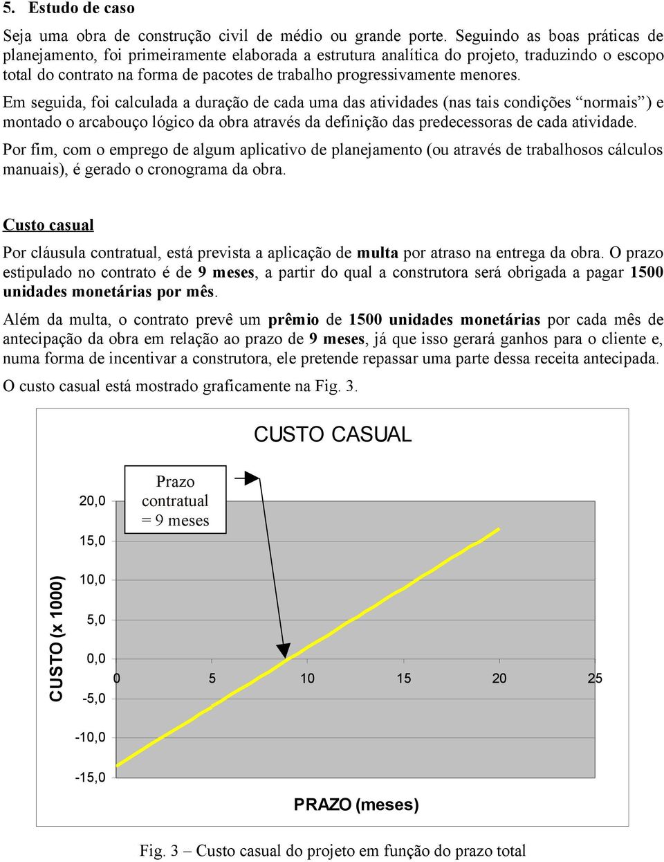 Em seguida, foi calculada a duração de cada uma das atividades (nas tais condições normais ) e montado o arcabouço lógico da obra através da definição das predecessoras de cada atividade.