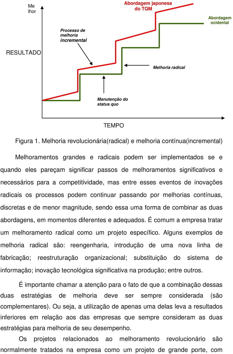 necessários para a competitividade, mas entre esses eventos de inovações radicais os processos podem continuar passando por melhorias contínuas, discretas e de menor magnitude, sendo essa uma forma