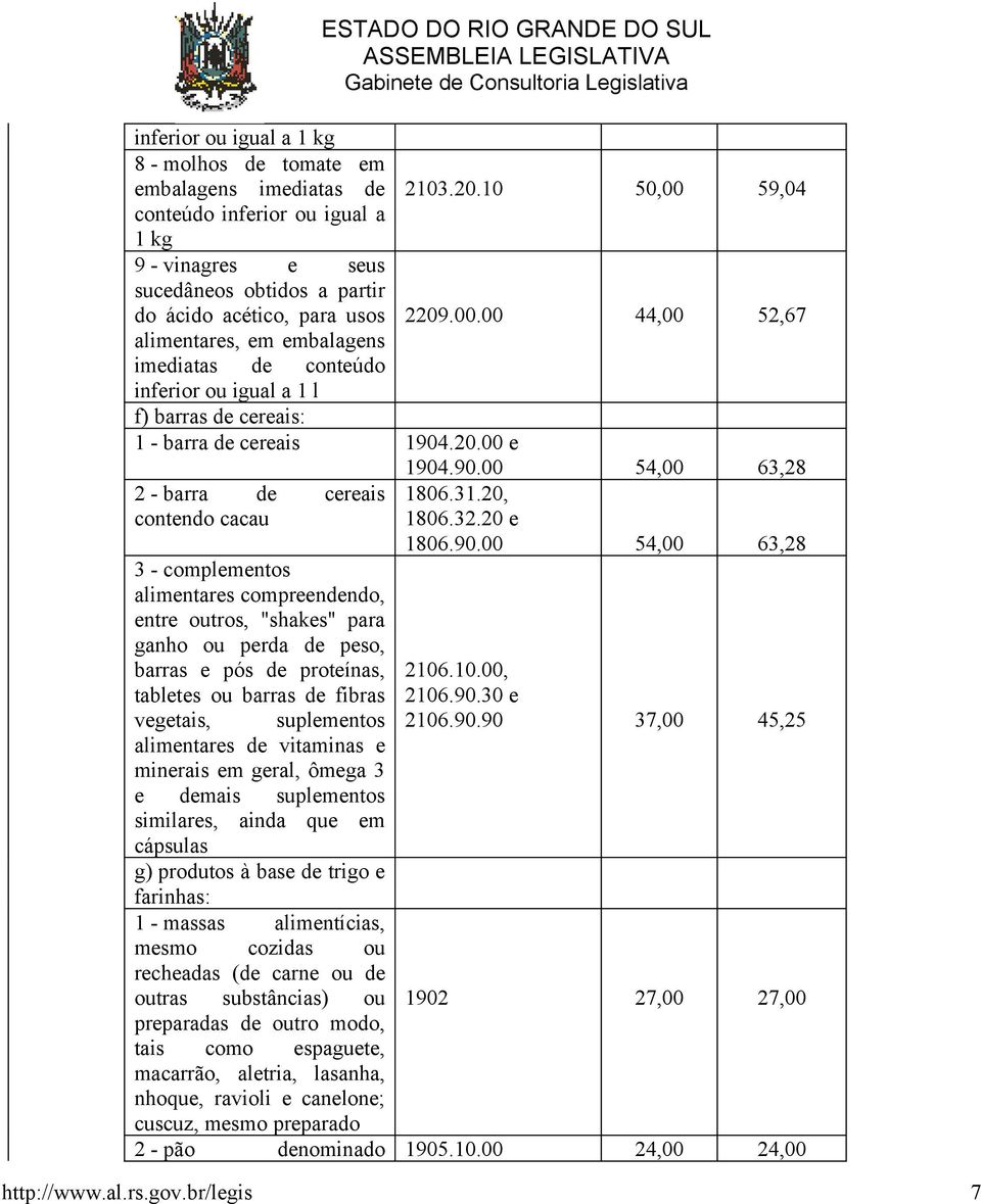 20.00 e 2 - barra de cereais contendo cacau 3 - complementos alimentares compreendendo, entre outros, "shakes" para ganho ou perda de peso, barras e pós de proteínas, tabletes ou barras de fibras