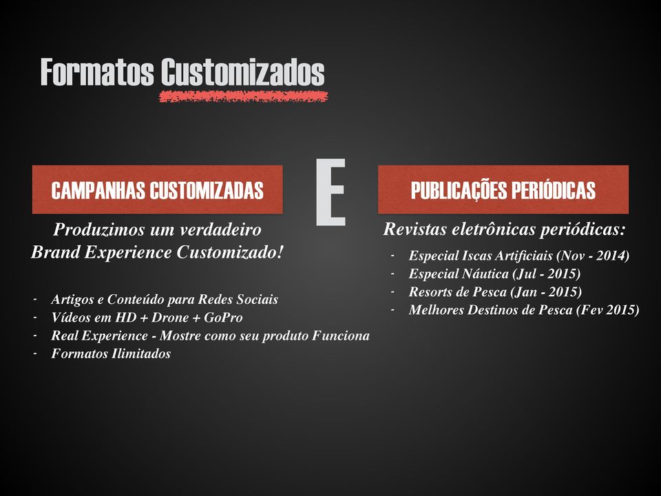 produto Funciona - Formatos Ilimitados PUBLICAÇÕES PERIÓDICAS Revistas eletrônicas periódicas: - Especial Iscas