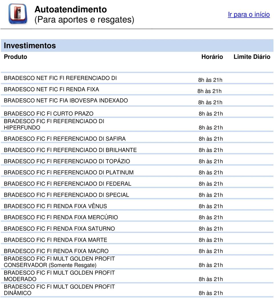 BRADESCO FIC FI REFERENCIADO DI TOPÁZIO BRADESCO FIC FI REFERENCIADO DI PLATINUM BRADESCO FIC FI REFERENCIADO DI FEDERAL BRADESCO FIC FI REFERENCIADO DI SPECIAL BRADESCO FIC