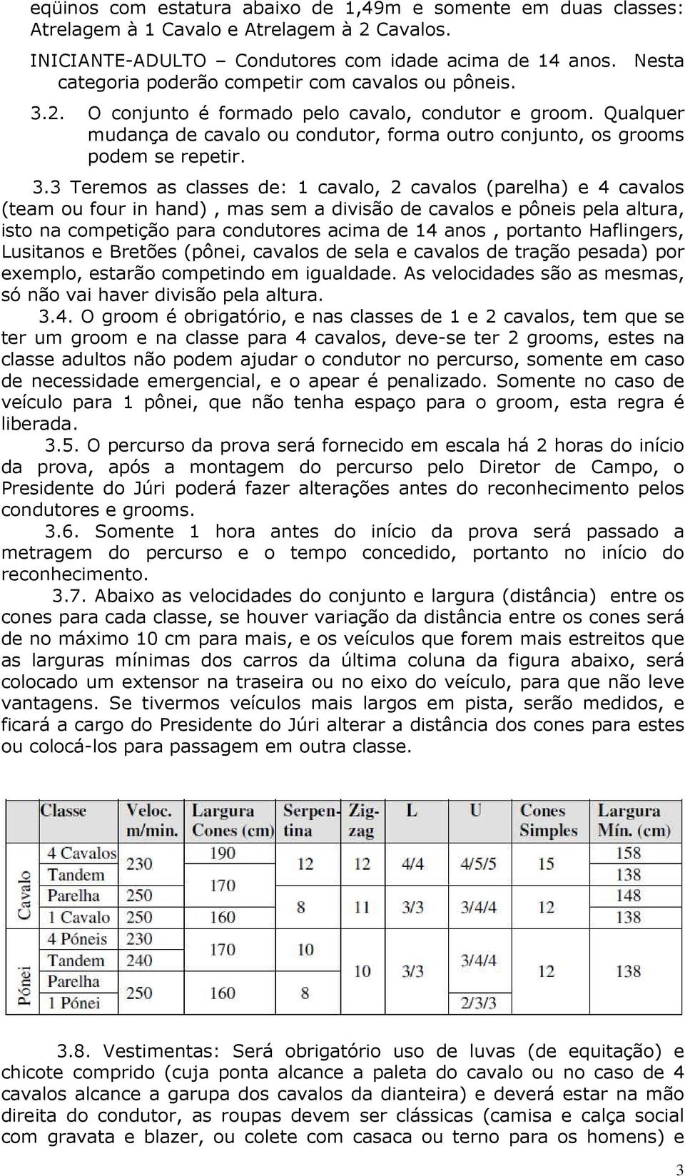 Qualquer mudança de cavalo ou condutor, forma outro conjunto, os grooms podem se repetir. 3.