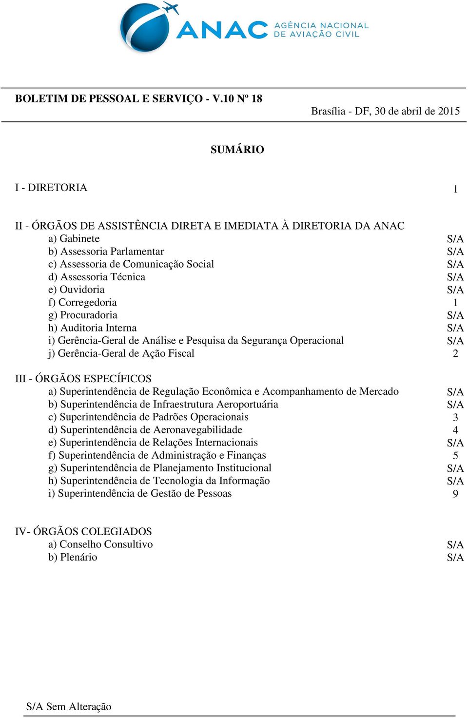 Social d) Assessoria Técnica e) Ouvidoria f) Corregedoria g) Procuradoria h) Auditoria Interna i) Gerência-Geral de Análise e Pesquisa da Segurança Operacional j) Gerência-Geral de Ação Fiscal III -