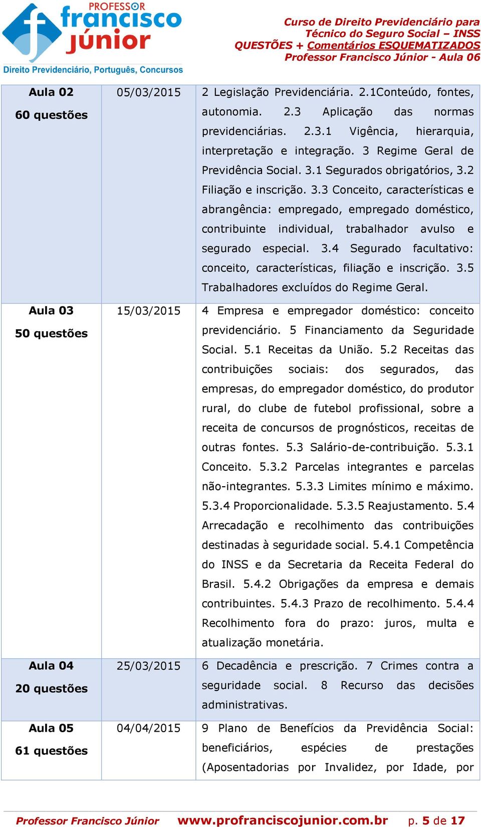 3.4 Segurado facultativo: conceito, características, filiação e inscrição. 3.5 Trabalhadores excluídos do Regime Geral. 15/03/2015 4 Empresa e empregador doméstico: conceito previdenciário.