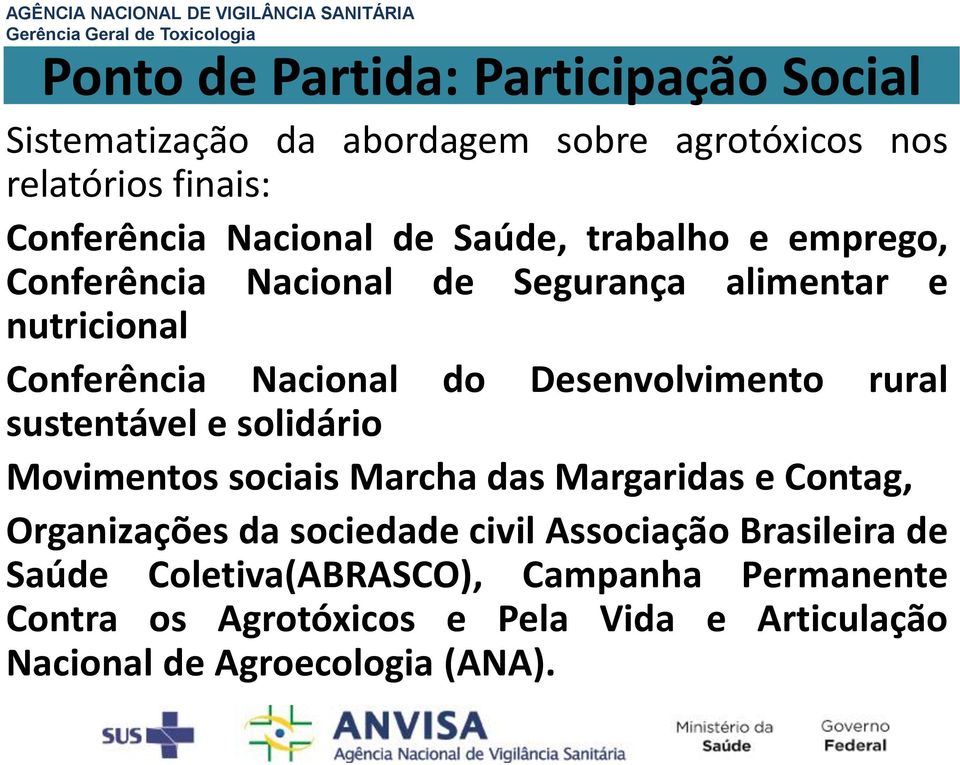 rural sustentável e solidário Movimentos sociais Marcha das Margaridas e Contag, Organizações da sociedade civil Associação