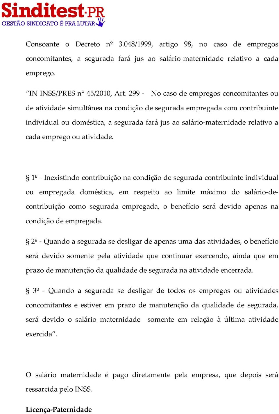 cada emprego ou atividade.