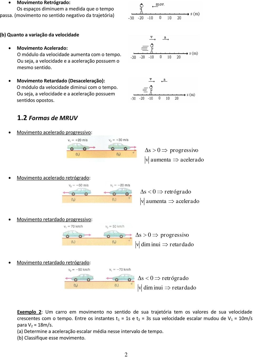 . Forma de MRUV Moimeno acelerado progreio: progreio aumena acelerado Moimeno acelerado rerógrado: rerógrado aumena acelerado Moimeno reardado progreio: progreio dim inui reardado Moimeno reardado