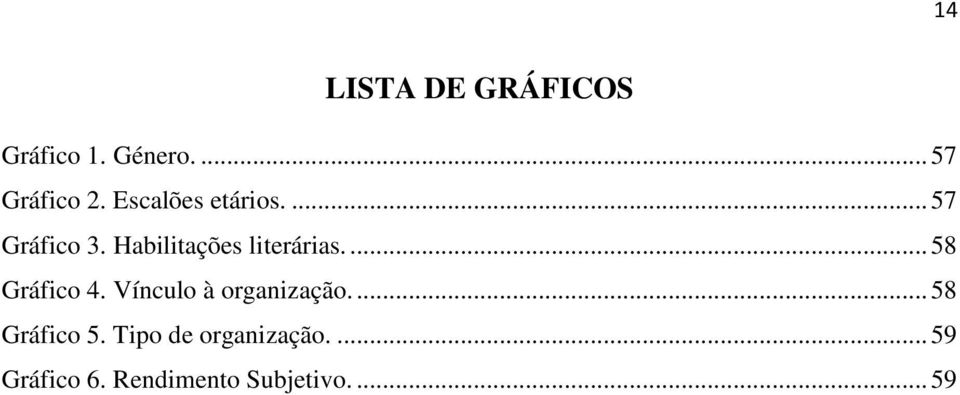 ... 58 Gráfico 4. Vínculo à organização.... 58 Gráfico 5.