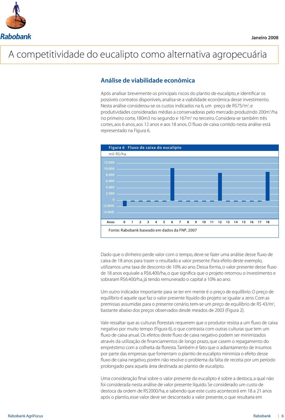 Nesta análise considerou-se os custos indicados na 6, um preço de R$75/m 3,e produtividades consideradas médias a conservadoras pelo mercado produzindo 200m 3 /ha no primeiro corte, 180m3 no segundo