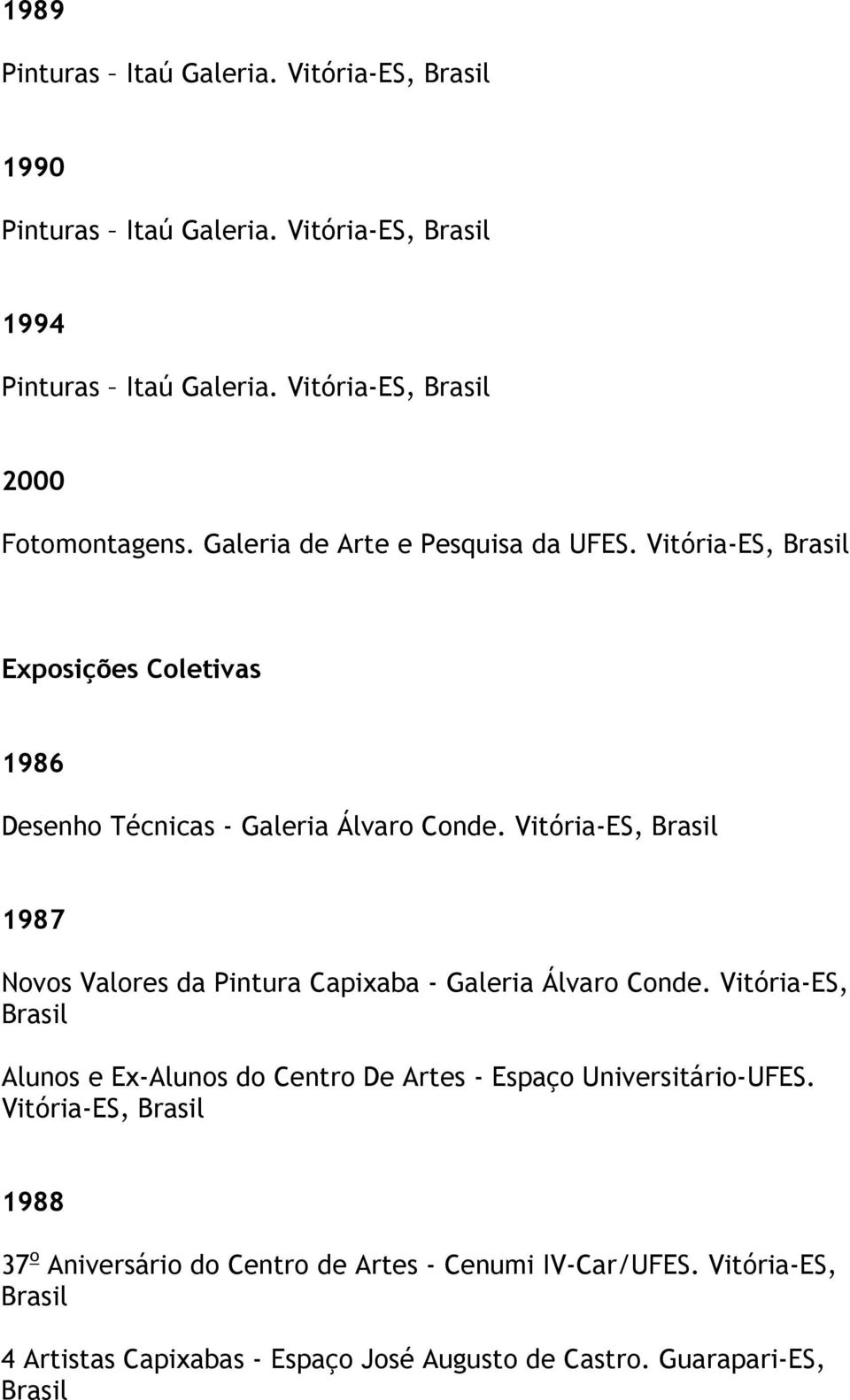 1987 Novos Valores da Pintura Capixaba - Galeria Álvaro Conde.