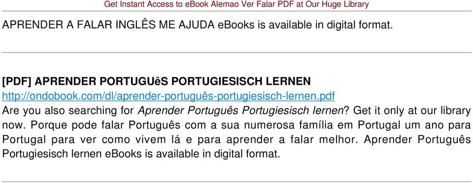 pdf Are you also searching for Aprender Português Portugiesisch lernen? Get it only at our library now.