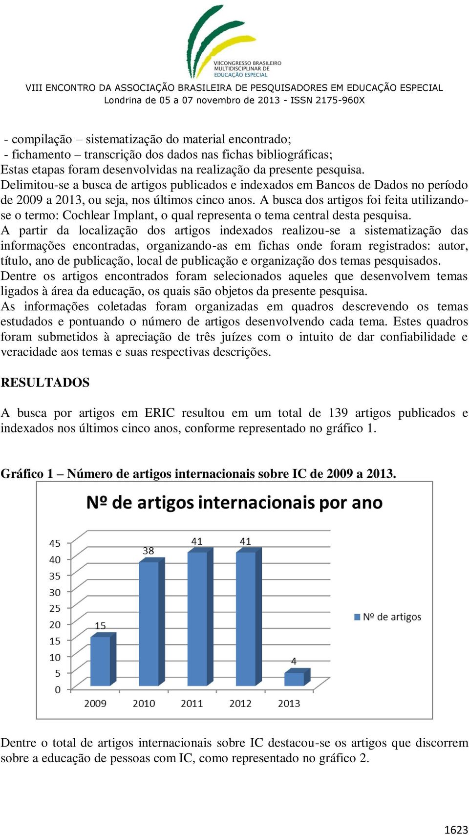 A busca dos artigos foi feita utilizandose o termo: Cochlear Implant, o qual representa o tema central desta pesquisa.