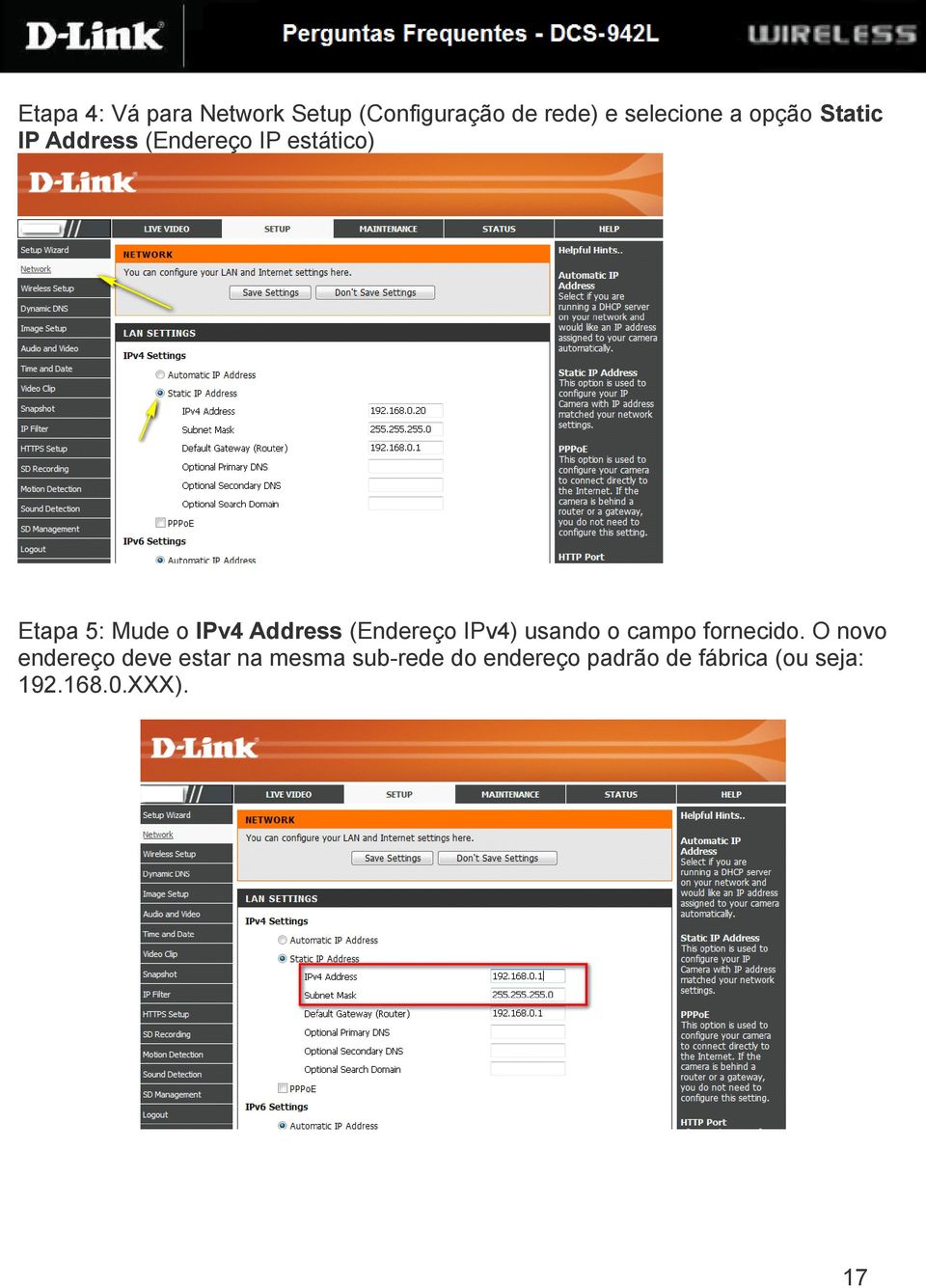 Address (Endereço IPv4) usando o campo fornecido.
