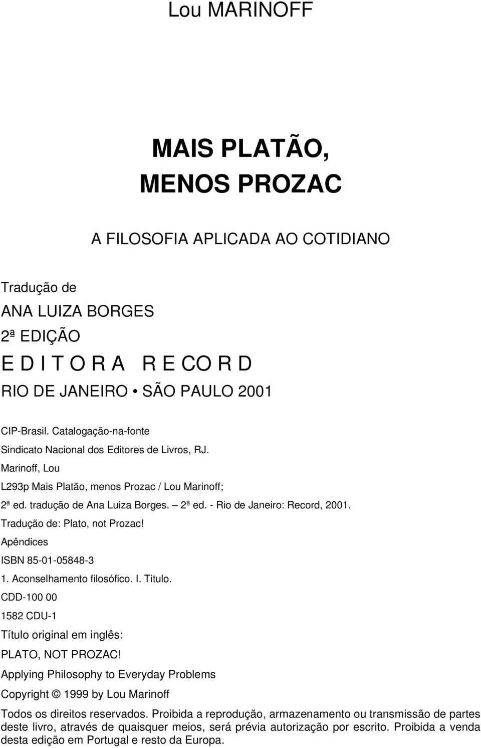 MAIS PLATÃO, MENOS PROZAC - PDF Download grátis
