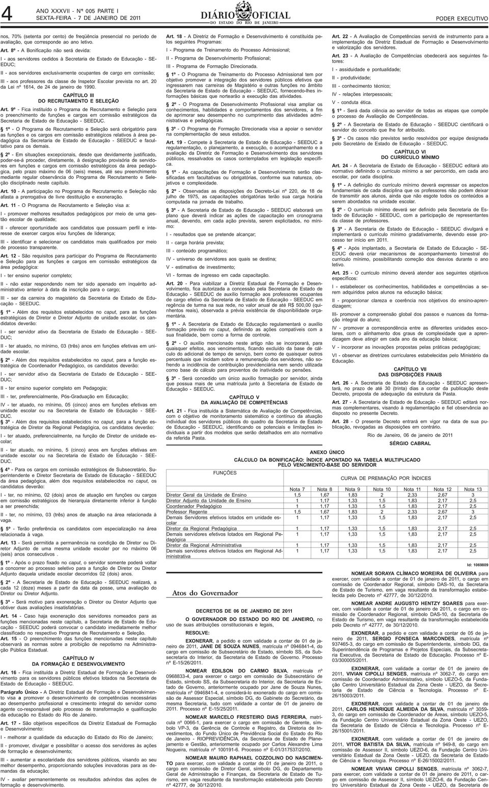 da classe de Inspetor Escolar prevista no art. 20 da Lei nº 1614, de 24 de janeiro de 1990. CAPÍTULO III DO RECRUTAMENTO E SELEÇÃO Art.