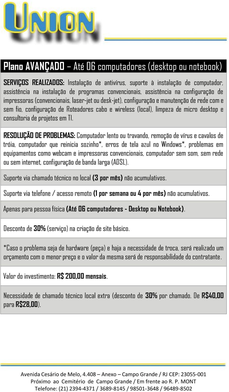 micro desktop e consultoria de projetos em TI.