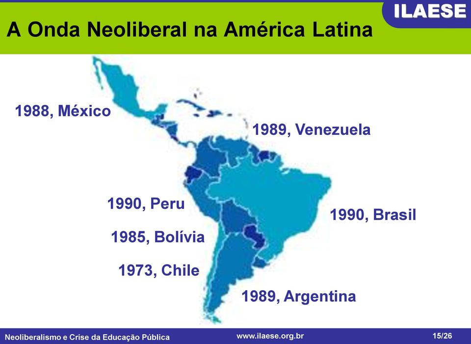 Peru 1985, Bolívia 1973, Chile 1989,