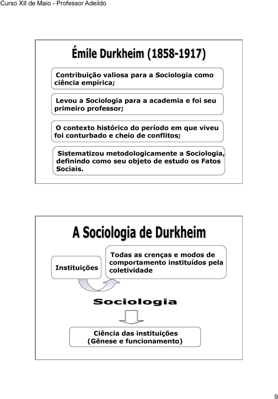 Sistematizou metodologicamente a Sociologia, definindo como seu objeto de estudo os Fatos Sociais.