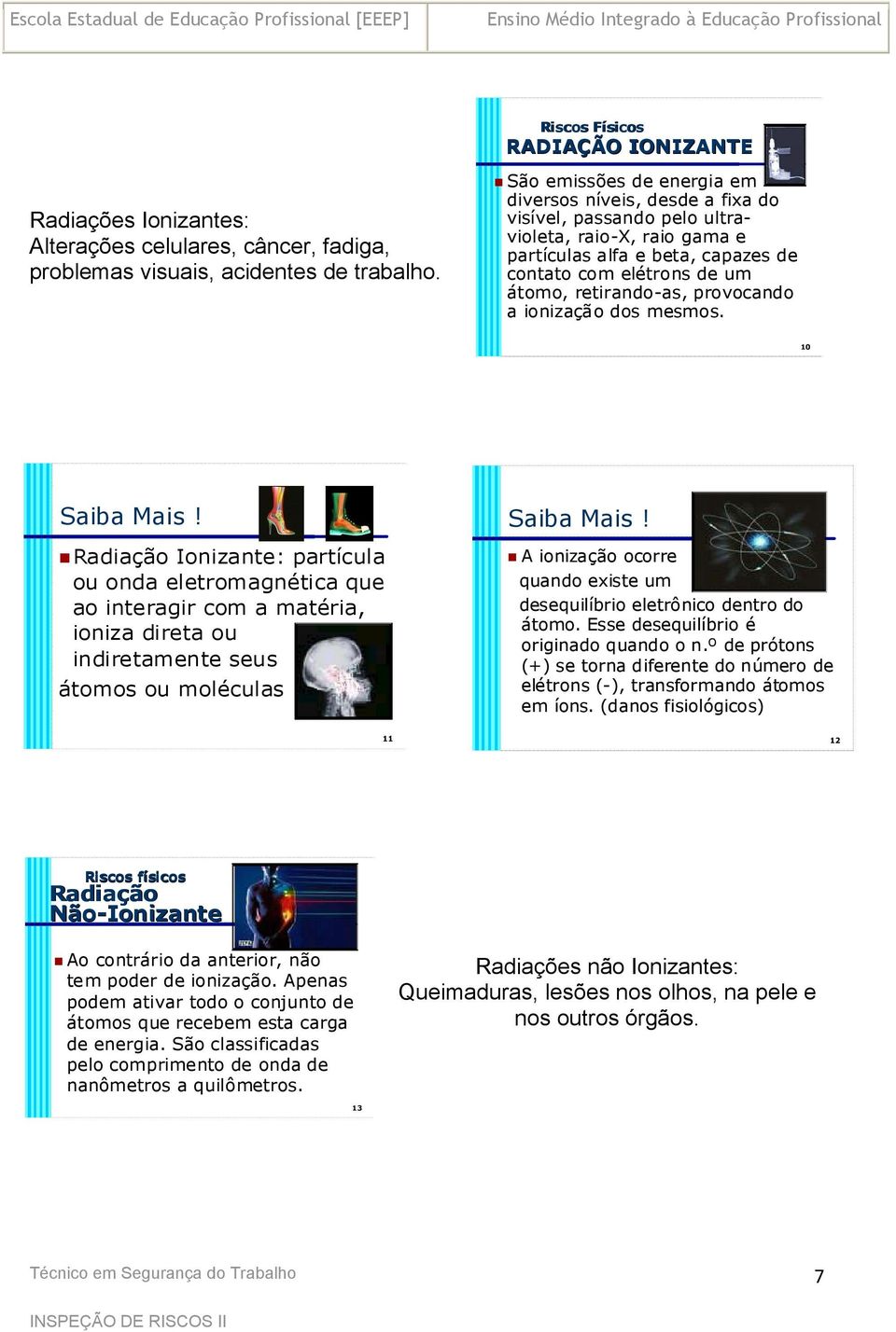 elétrons de um átomo, retirando-as, provocando a ionização dos mesmos. 10 Saiba Mais!