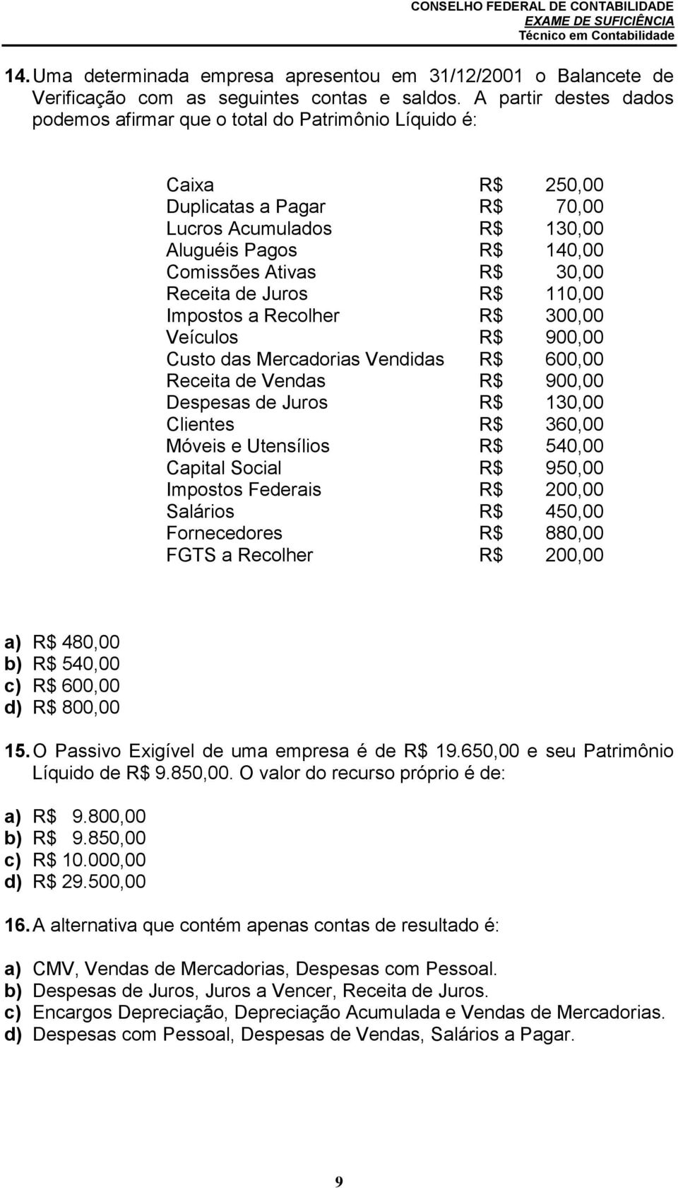 Receita de Juros R$ 110,00 Impostos a Recolher R$ 300,00 Veículos R$ 900,00 Custo das Mercadorias Vendidas R$ 600,00 Receita de Vendas R$ 900,00 Despesas de Juros R$ 130,00 Clientes R$ 360,00 Móveis