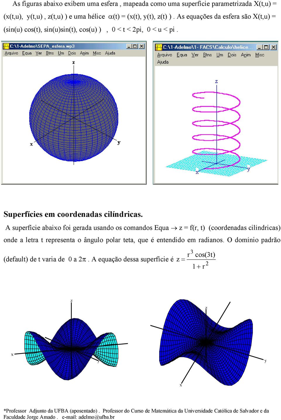 Superfícies em coordenadas cilíndricas.