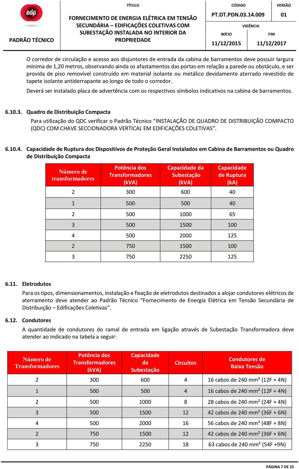 Deverá ser instalado placa de advertência com os respectivos símbolos indicativos na cabina de barramentos. 6.10.3.