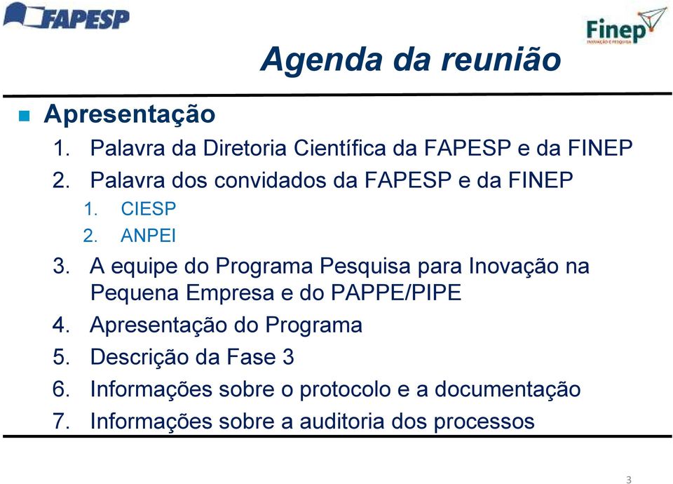 A equipe do Programa Pesquisa para Inovação na Pequena Empresa e do PAPPE/PIPE 4.