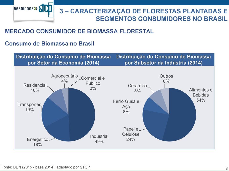 Subsetor da Indústria (2014) Residencial 10% Transportes 19% Agropecuário 4% Comercial e Público 0% Cerâmica 8% Ferro Gusa e Aço