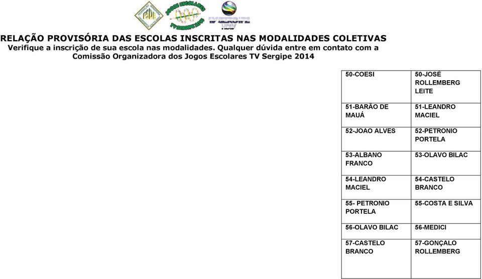 ROLLEMBERG LEITE 51-LEANDRO MACIEL 52-PETRONIO PORTELA 53-OLAVO