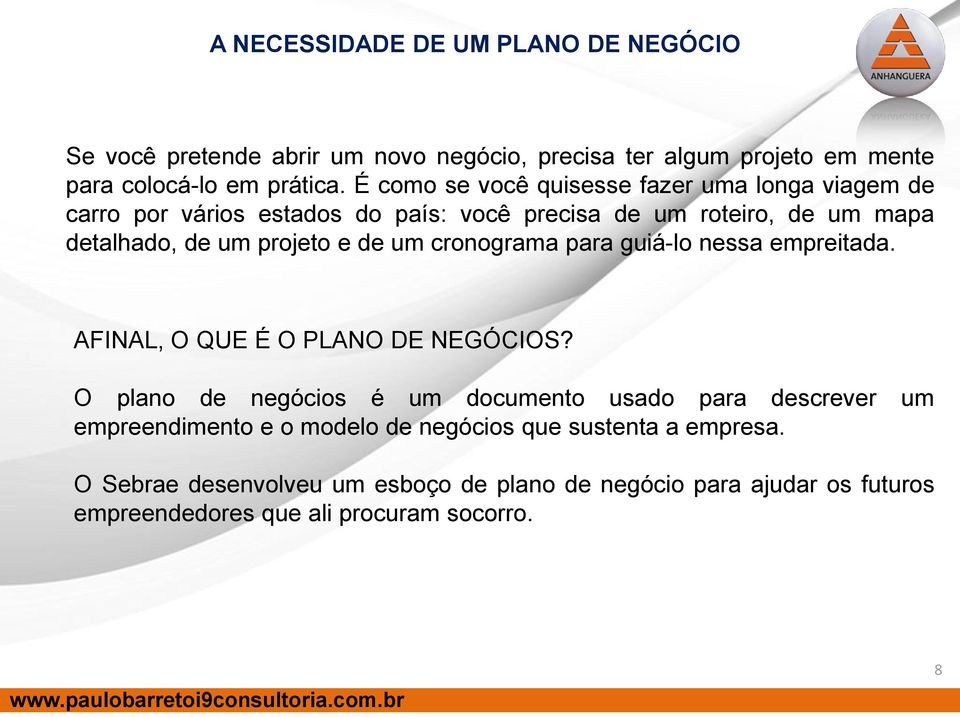 um cronograma para guiá-lo nessa empreitada. AFINAL, O QUE É O PLANO DE NEGÓCIOS?