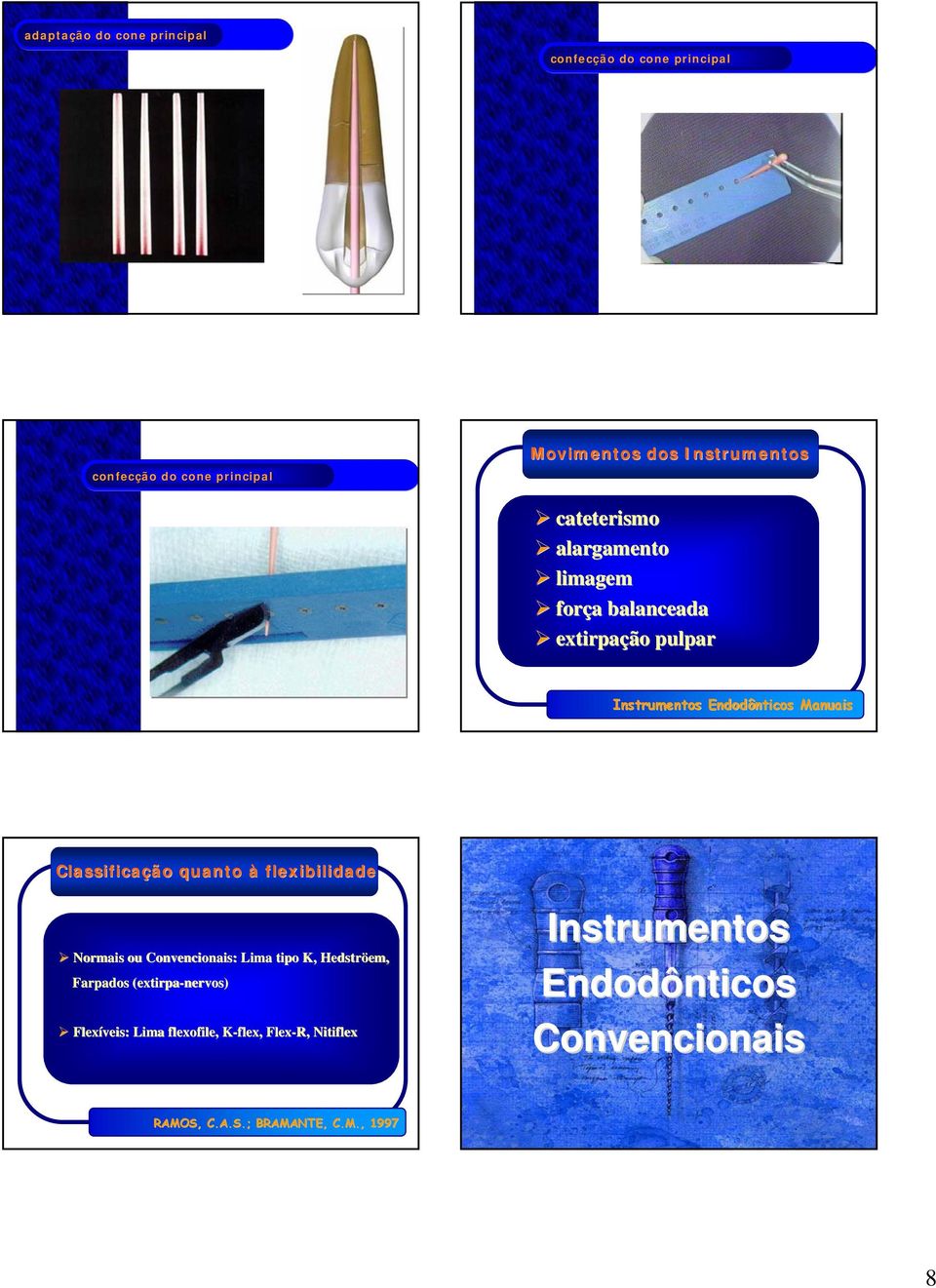 flexibilidade Normais ou Convencionais: Lima tipo K, Hedströem em, Farpados (extirpa-nervos) Flexíveis: