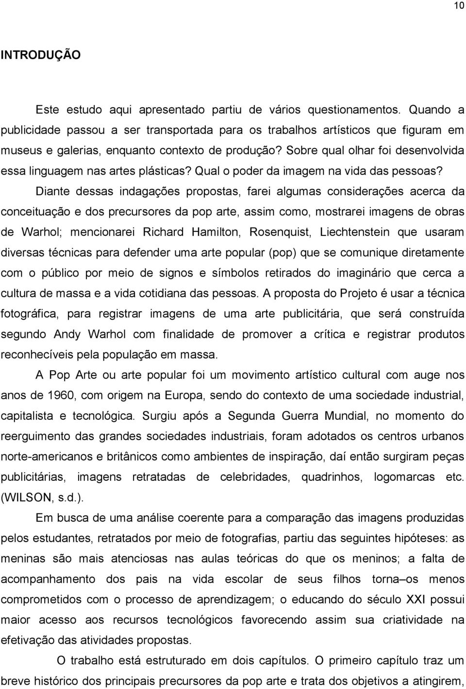 Sobre qual olhar foi desenvolvida essa linguagem nas artes plásticas? Qual o poder da imagem na vida das pessoas?