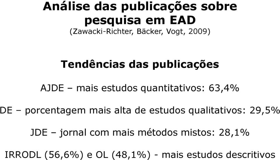 63,4% DE porcentagem mais alta de estudos qualitativos: 29,5% JDE jornal