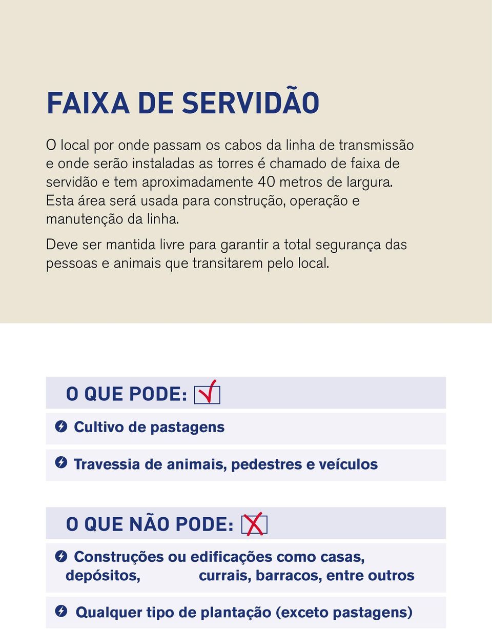 Deve ser mantida livre para garantir a total segurança das pessoas e animais que transitarem pelo local.