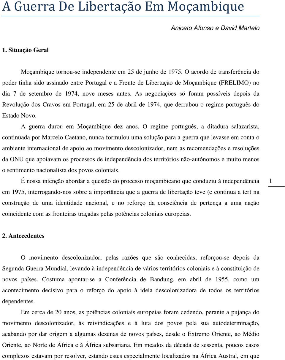 A Guerra De Libertação Em Moçambique - PDF Download grátis
