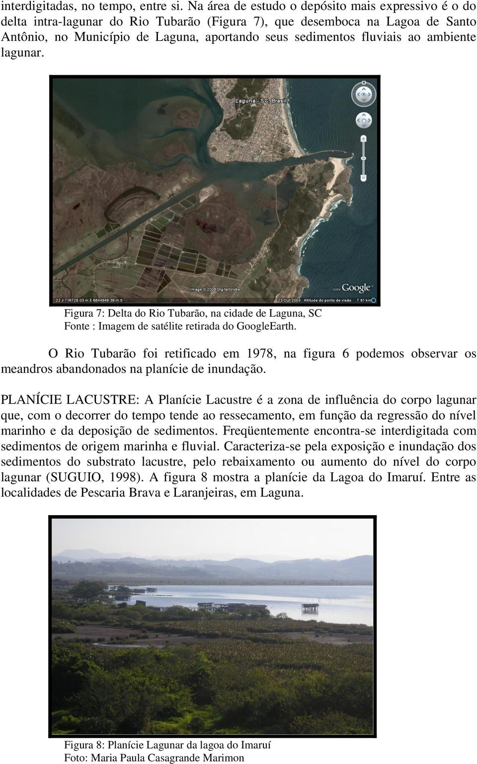 ao ambiente lagunar. Figura 7: Delta do Rio Tubarão, na cidade de Laguna, SC Fonte : Imagem de satélite retirada do GoogleEarth.