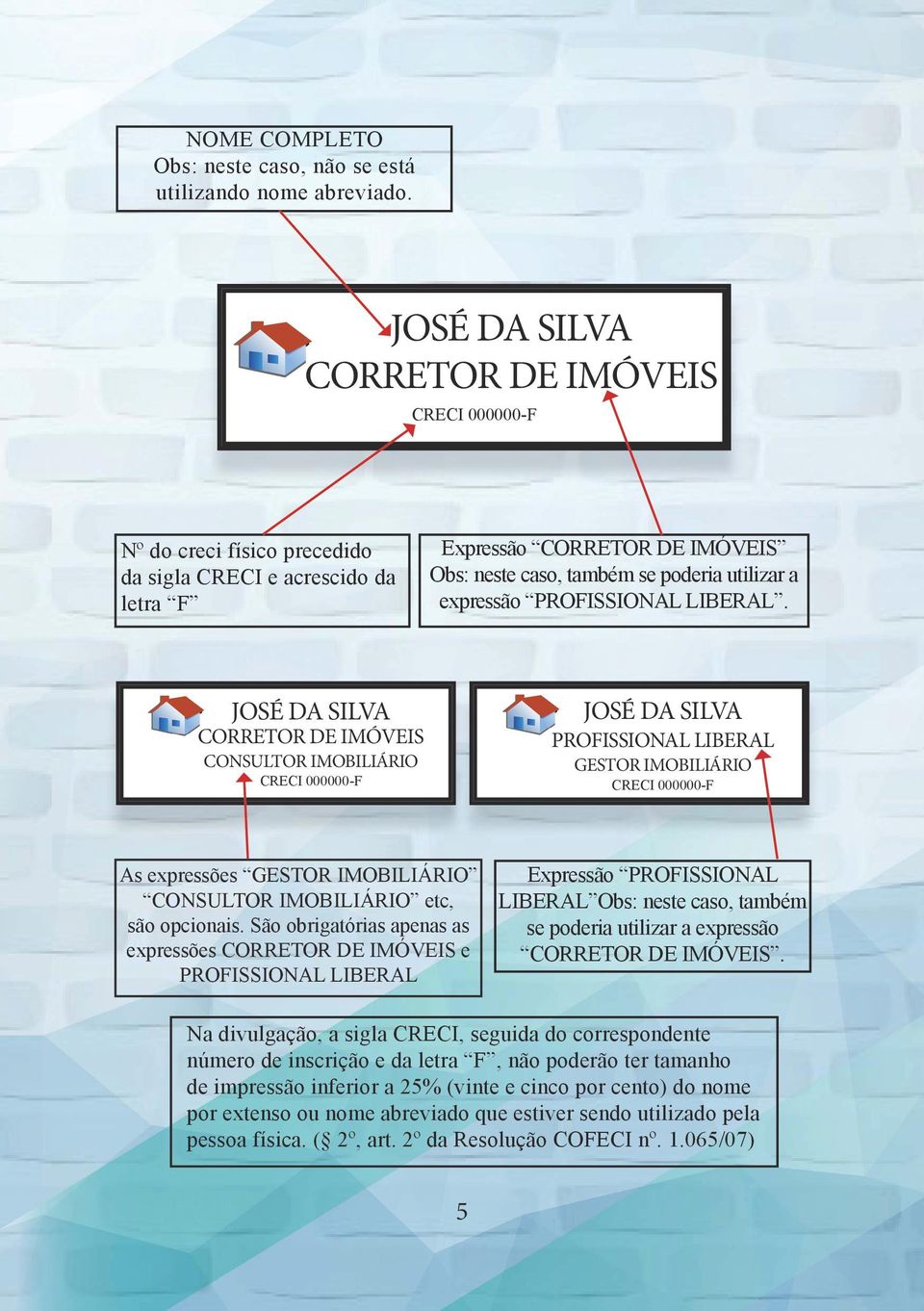 CORRETOR DE IMÓVEIS CONSULTOR IMOBILIÁRIO PROFISSIONAL LIBERAL GESTOR IMOBILIÁRIO As expressões GESTOR IMOBILIÁRIO CONSULTOR IMOBILIÁRIO etc, são opcionais.