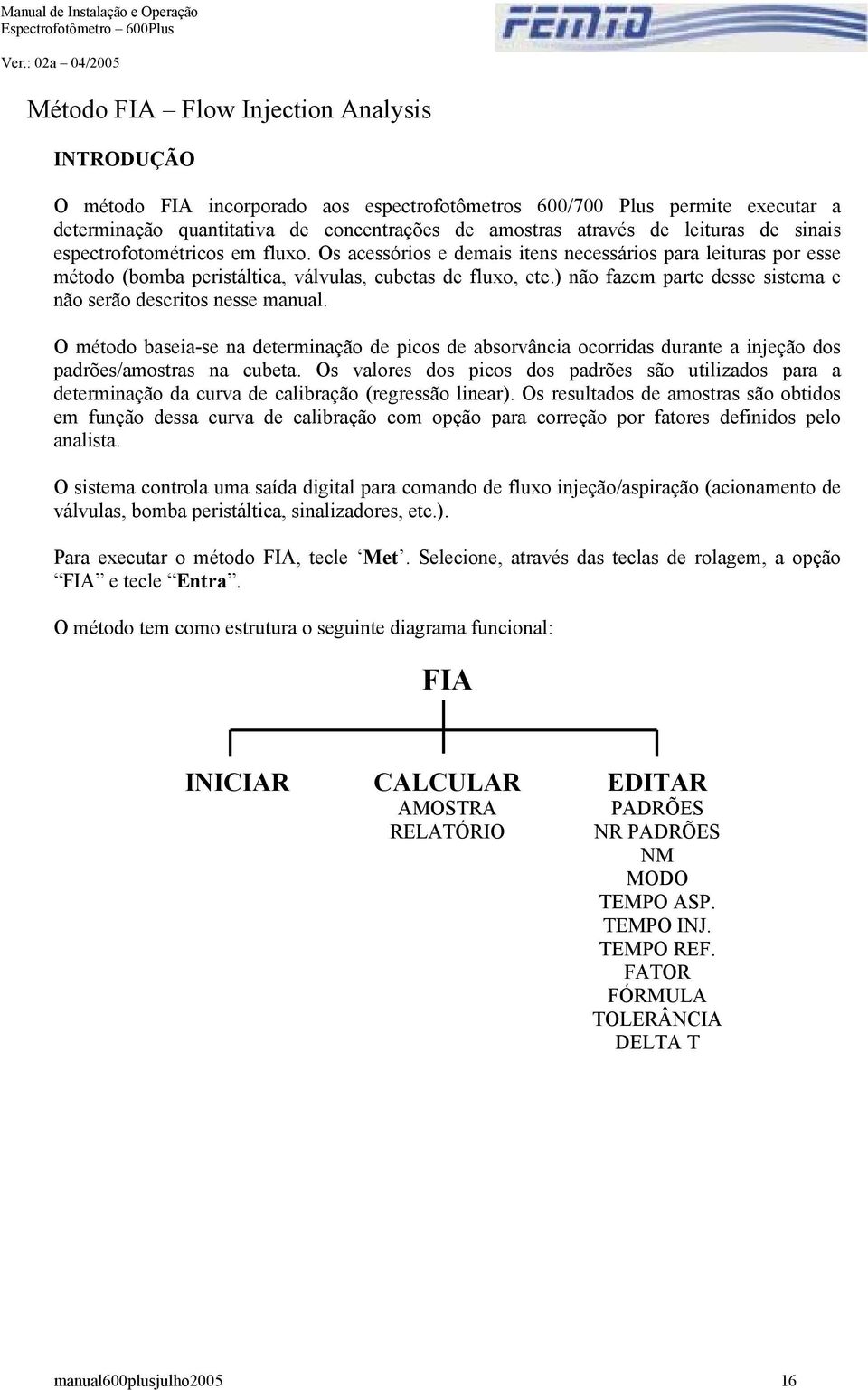 ) não fazem parte desse sistema e não serão descritos nesse manual. O método baseia-se na determinação de picos de absorvância ocorridas durante a injeção dos padrões/amostras na cubeta.