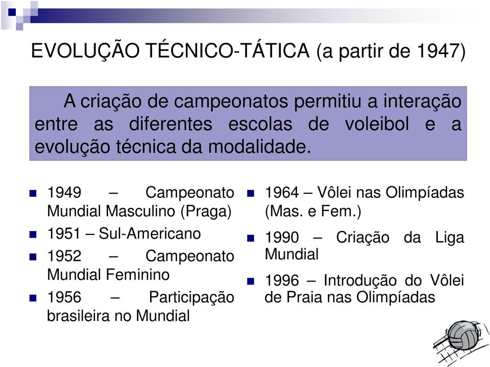 1949 Campeonato Mundial Masculino (Praga) 1951 Sul-Americano 1952 Campeonato Mundial Feminino 1956