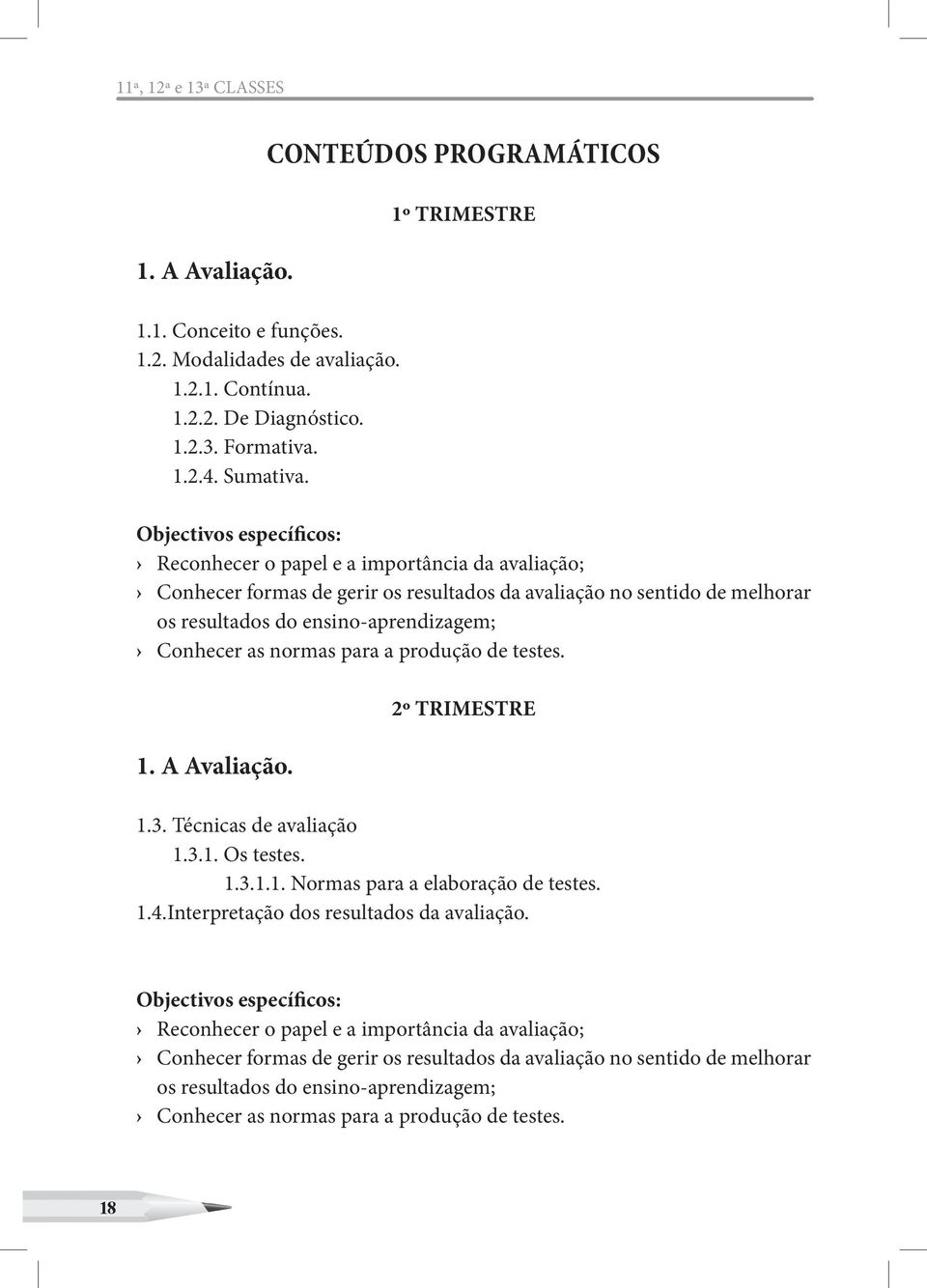 Conhecer as normas para a produção de testes. 1. A Avaliação. 2º TRIMESTRE 1.3. Técnicas de avaliação 1.3.1. Os testes. 1.3.1.1. Normas para a elaboração de testes. 1.4.