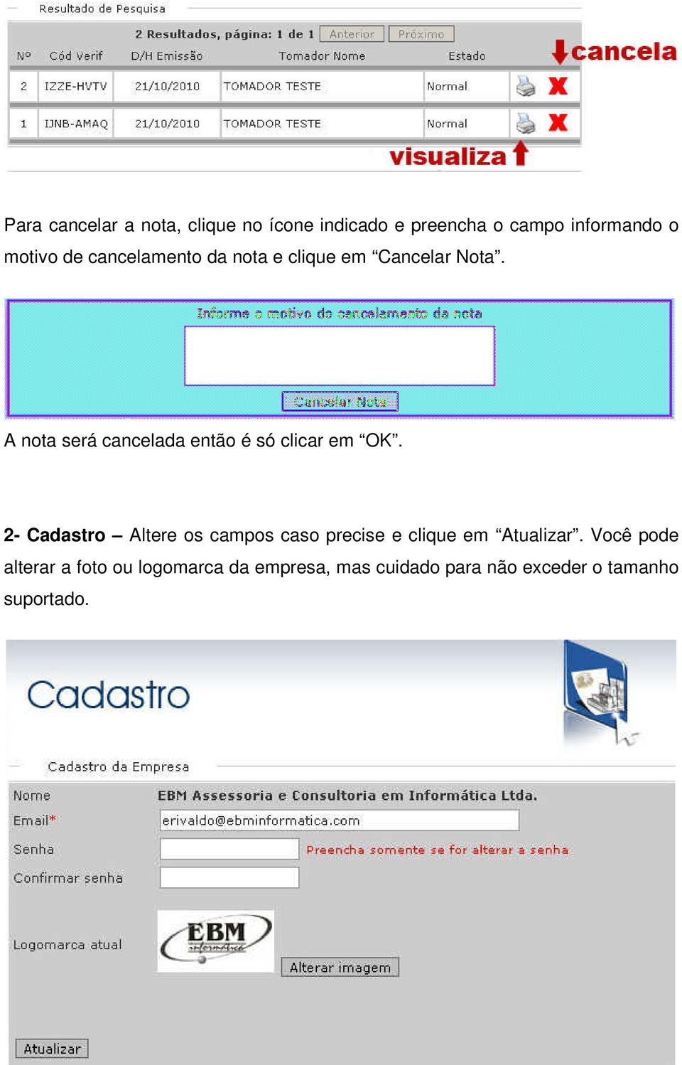 A nota será cancelada então é só clicar em OK.