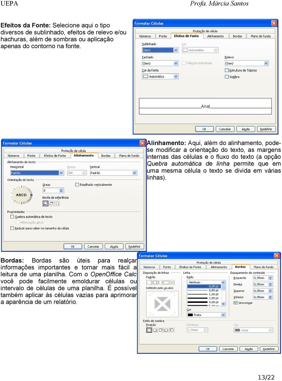 permite que em uma mesma célula o texto se divida em várias linhas).