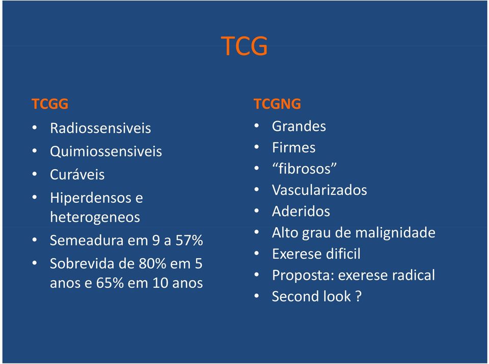 10 anos TCGNG Grandes Firmes fibrosos Vascularizados Aderidos Alto
