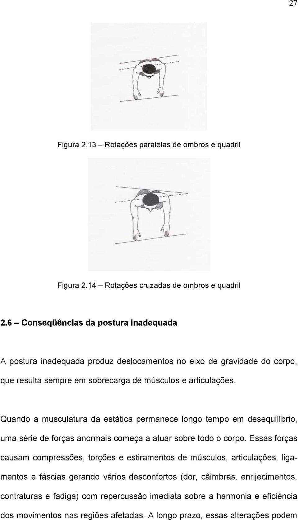 Quando a musculatura da estática permanece longo tempo em desequilíbrio, uma série de forças anormais começa a atuar sobre todo o corpo.