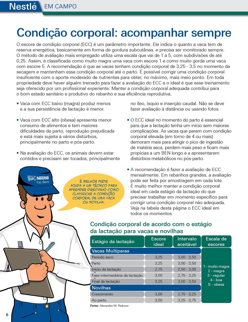 O método de avaliação mais empregado utiliza uma escala que vai de 1 a 5, com subdivisões de até 0,25.