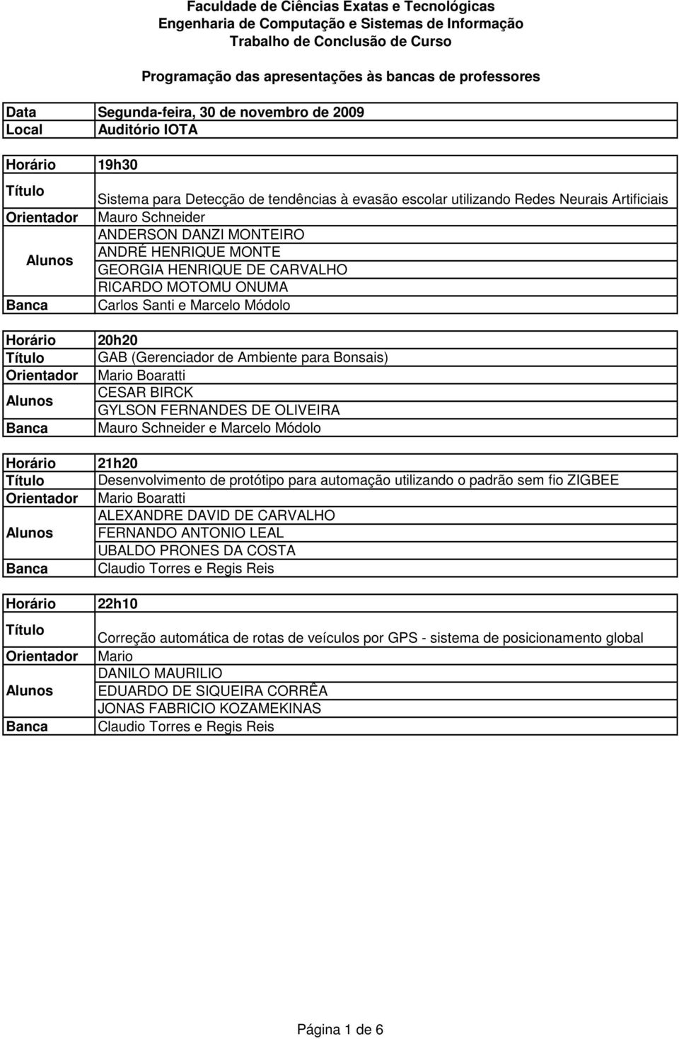 Schneider e Marcelo Módolo Desenvolvimento de protótipo para automação utilizando o padrão sem fio ZIGBEE Mario Boaratti ALEXANDRE DAVID DE CARVALHO FERNANDO ANTONIO LEAL UBALDO PRONES DA COSTA