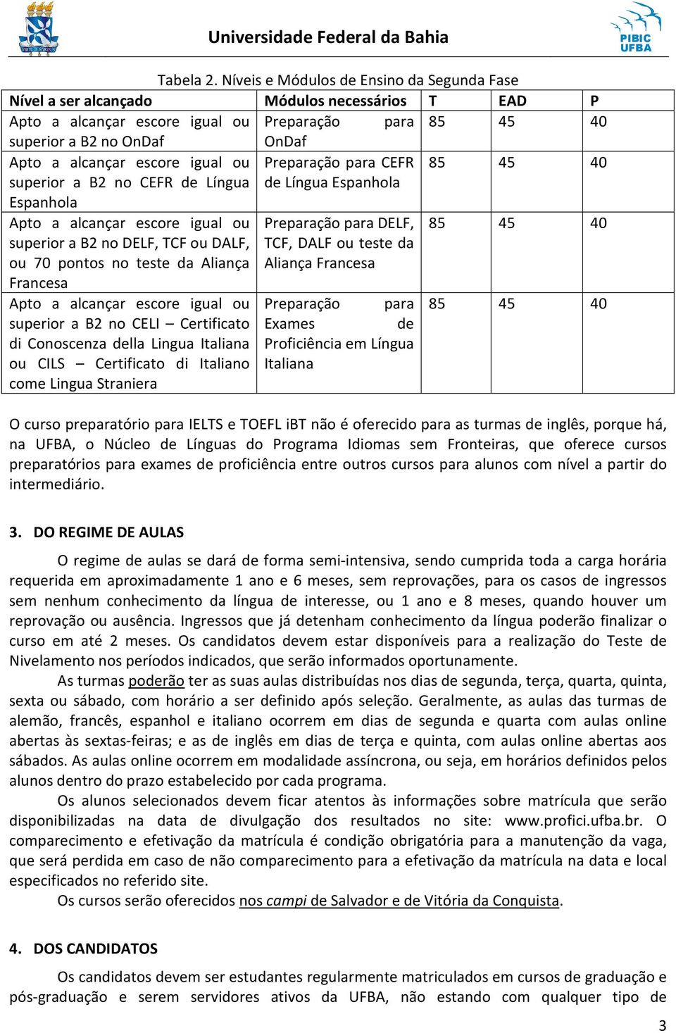 escore igual ou Preparação para CEFR 85 45 40 superior a B2 no CEFR de Língua de Língua Espanhola Espanhola Apto a alcançar escore igual ou superior a B2 no DELF, TCF ou DALF, ou 70 pontos no teste