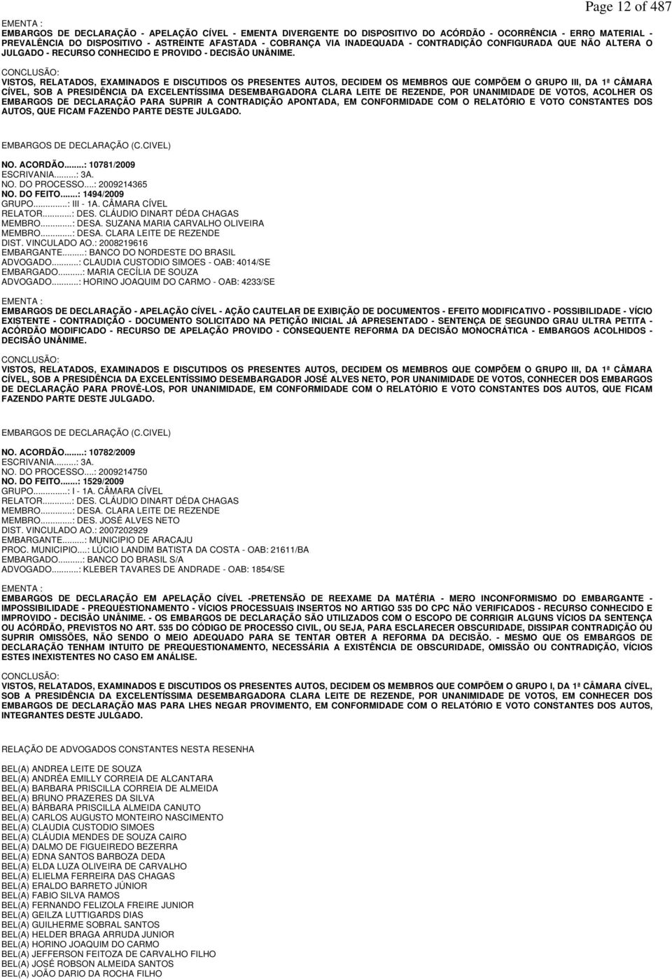 CONCLUSÃO: VISTOS, RELATADOS, EXAMINADOS E DISCUTIDOS OS PRESENTES AUTOS, DECIDEM OS MEMBROS QUE COMPÕEM O GRUPO III, DA 1ª CÂMARA CÍVEL, SOB A PRESIDÊNCIA DA EXCELENTÍSSIMA DESEMBARGADORA CLARA