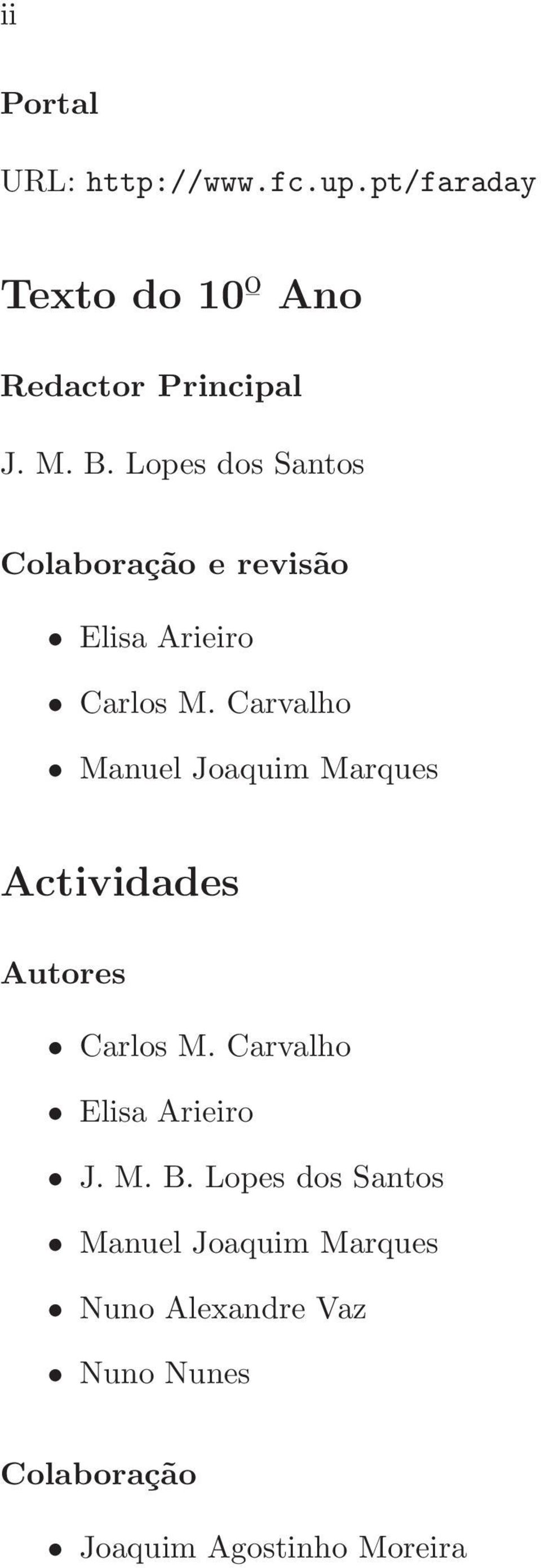 Carvalho Manuel Joaquim Marques Actividades Autores Carlos M. Carvalho Elisa Arieiro J.